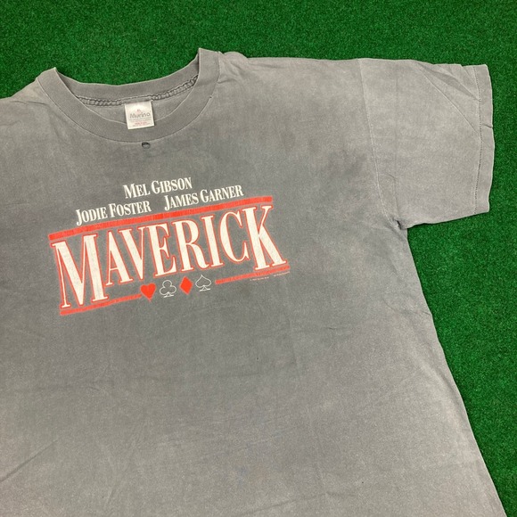 Vintage Maverick Shirt Mens XL Black 1994 Mel Gibson Movie Promo Faded 90s USA